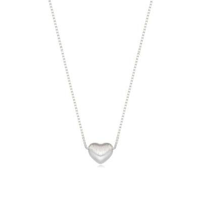 Eenie Beenie Silver Mini Matte Heart Necklace