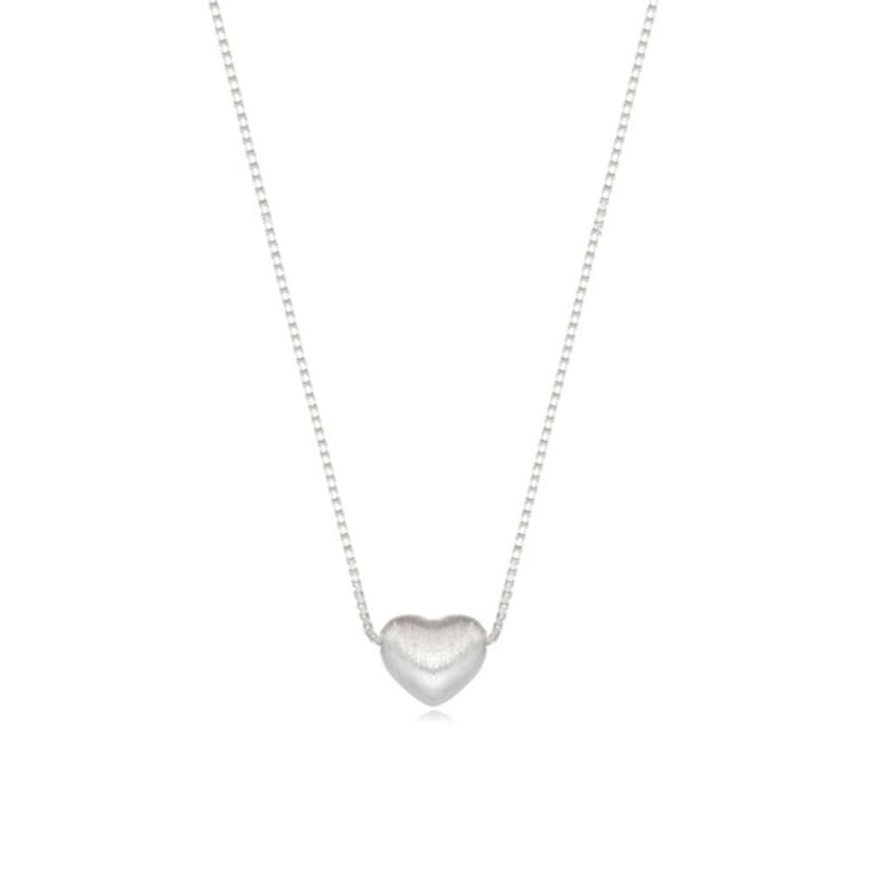 Eenie Beenie Silver Mini Matte Heart Necklace
