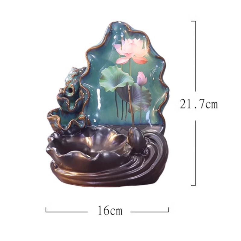Reverse Flow Incense Burner Ornament Home Indoor Zen Tea Ceremony Chinese Style Lotus Pattern Aromatherapy Stove Decoration, 1Pc