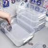Contenitore Organizer a 4 Piani Extra Large Scatola Contenitore Impilabile con Coperchio Organizer in Plastica Trasparente Cassetti Scatola Contenitore Custodia Contenitore con Maniglia