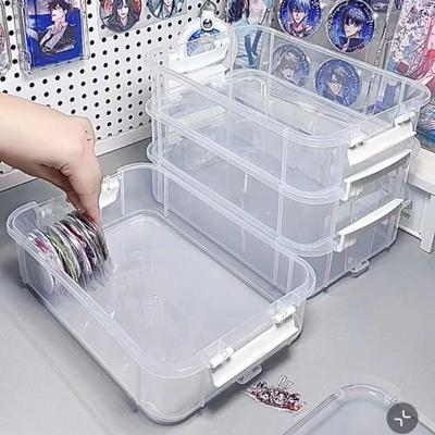 Organisateur à 4 niveaux extra large Boîte de rangement empilable avec couvercle Organisateur en plastique transparent Tiroirs Boîte de rangement Boîte de rangement avec poignée