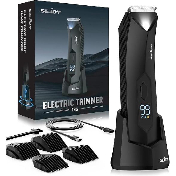 Электрический триммер для тела для мужчин и женщин, триммер для волос в паху, мужской электрический триммер для яичек, перезаряжаемая водонепроницаемая влажная/сухая бритва для тела, лобковые волосы чёрный