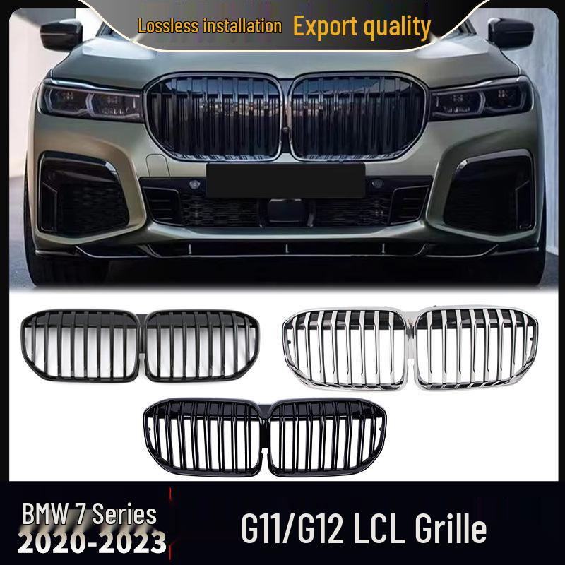 BMW 7er Reihe G11/G12 (2020-2023) Glänzendes Schwarzes Doppelsteg-Grillzubehör