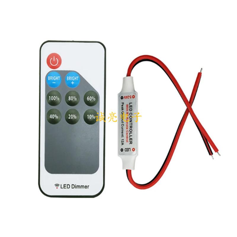 11-Key Single Color Mini RF LED Strip Controller & Dimmer, 5-24V