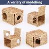Grass House Rabbit Foldable Woven Rabbit Cages Hamster Guinea Pig Grass Chew Toy Mat House Bed Nests Small-scale Pet Accessories