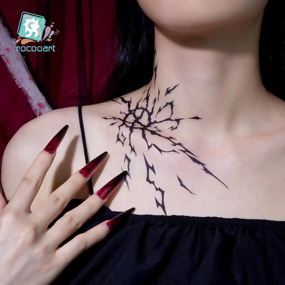 Waterproof Halloween Skull Vein & Crack Face Tattoos for Horror Makeup & Costume Parties