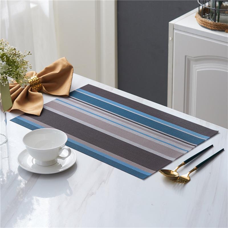 6/4 buc. Față de masă dreptunghiulară Teslin cu dungi duble PVC, Decor pentru masă de sufragerie de uz casnic, Suport pentru bol, Izolație termică, Covoraș antiderapant
