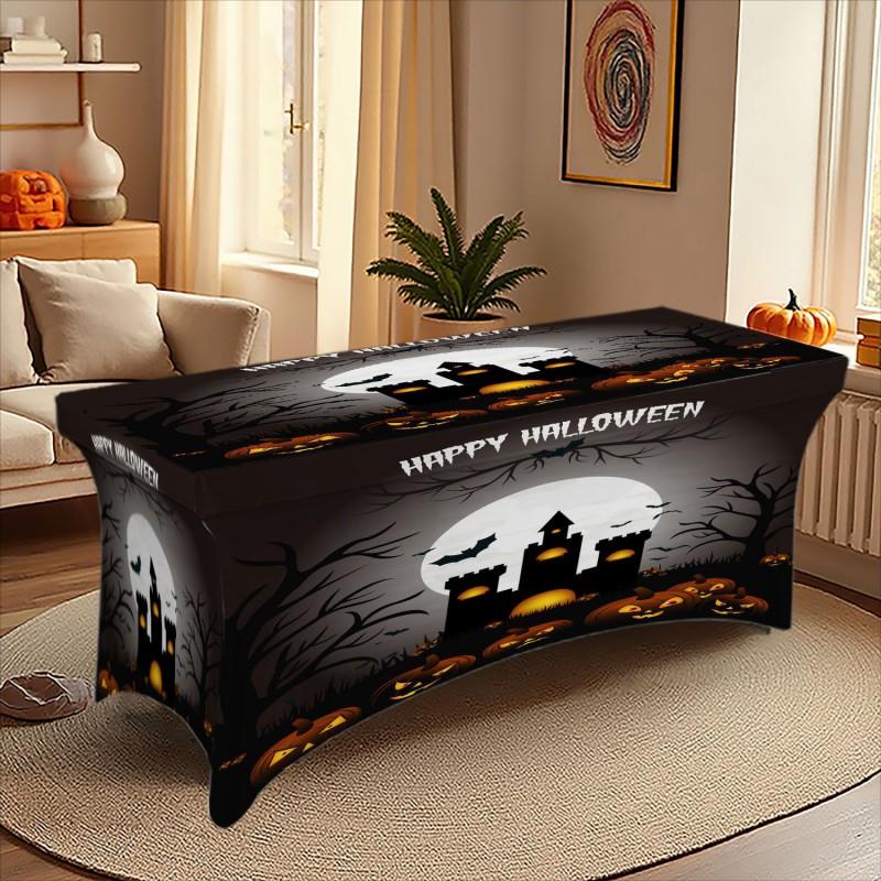 Halloween Printed Stretch Tablecloth Milk Fabric Outdoor Party Decor