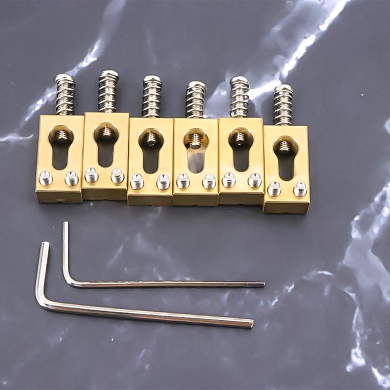 6Pcs Guitar Tremolo Bridge Saddles Brass Vibrato Bridge Saddles Replacement Electric Guitar Gourd Bridge Saddles Enduring
