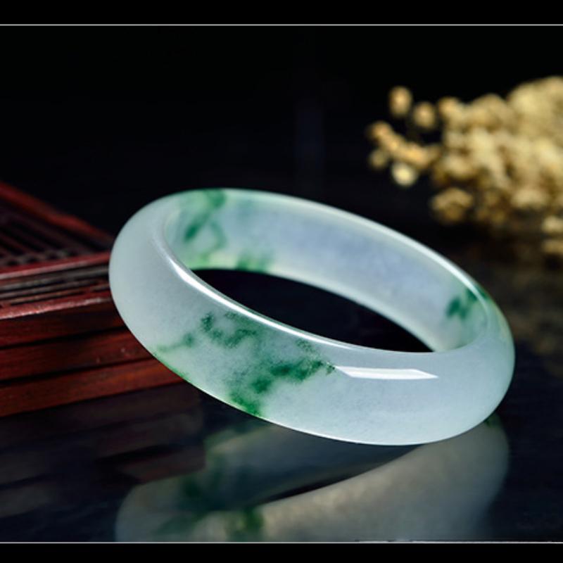 Natural Quartz Jade Green Floating Flower Jade Bracelet Fashionable Charm Emerald Bangle Jade Bracelet Women's Gift