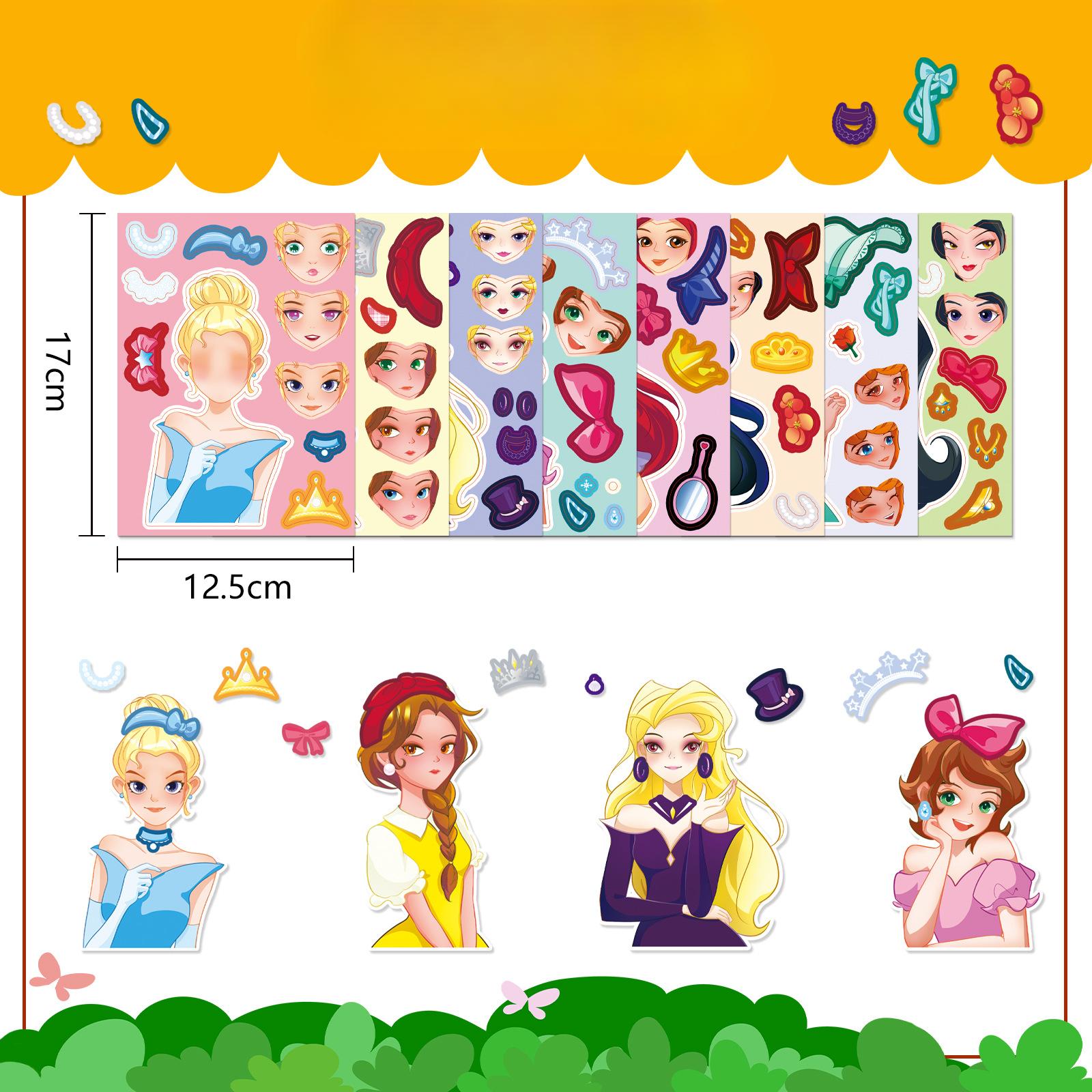 

8 стилей/пакет Набор стикеров для смены лица принцессы Мультяшные милые детские пазлы Сделай сам Пазлы для раннего развития