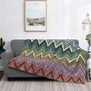Coperte Plaid in Flanella Stile Boho Chic Moderno con Fantasia a Zigzag Traspiranti Morbide Autunnali Geometriche Multicolore per Divano Letti Bambini Adulti