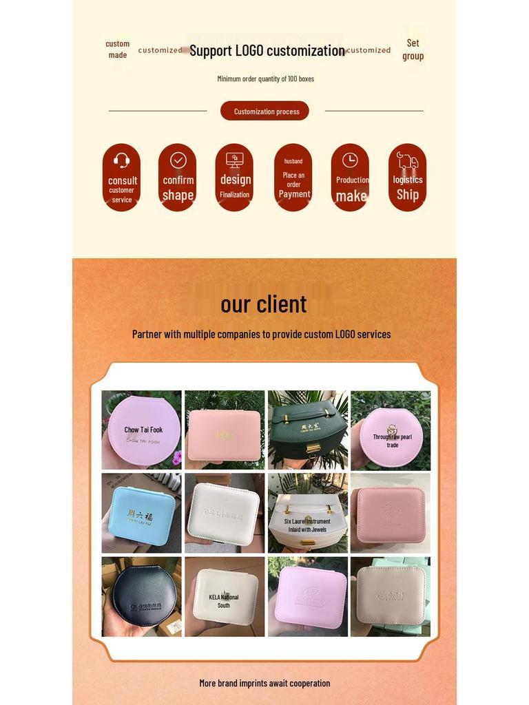 Compact Leather Travel Jewelry Organizer - Portable Mini Storage Box