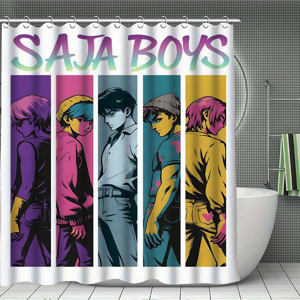 K-POP D-Demon H-Hunters Sprchové závěsy Omyvatelná tkanina Polyester Pro vanu Umění Koupelnová dekorace S háčky Vodotěsný závěs