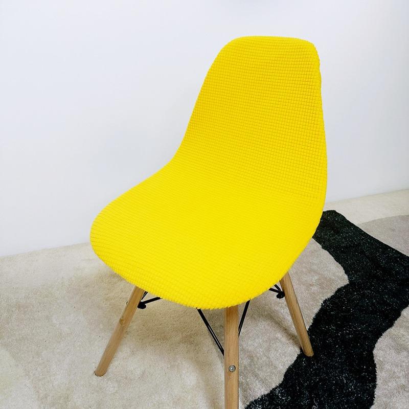 Polar Fleece Shell Chair Cover Solid Color Jacquard Dining Chair Slipcover Stretch Anti-Dust Seat Cover For Living Room Home