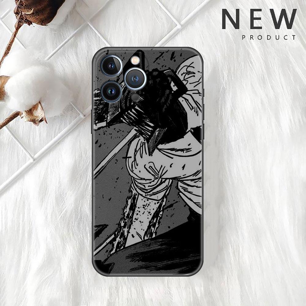 Pouzdro pro Apple iPhone 14 11 13 7 12 Pro 7 XR XS Max 8 Plus 6 14Pro 13Mini Černé Měkké Telefonní Coque Chainsaw Man Cool