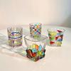 Italian Designer's Hand-painted and Colorful Line Woven Crystal Cup Small Gift Glass Cup