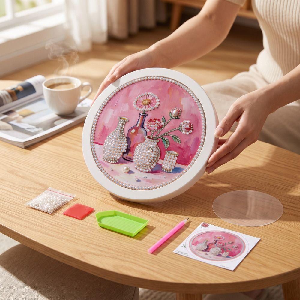 Flower Round Shape Pearl Painting Hand-Pasted Self-Adhesive Paintings  Bedroom Decorative