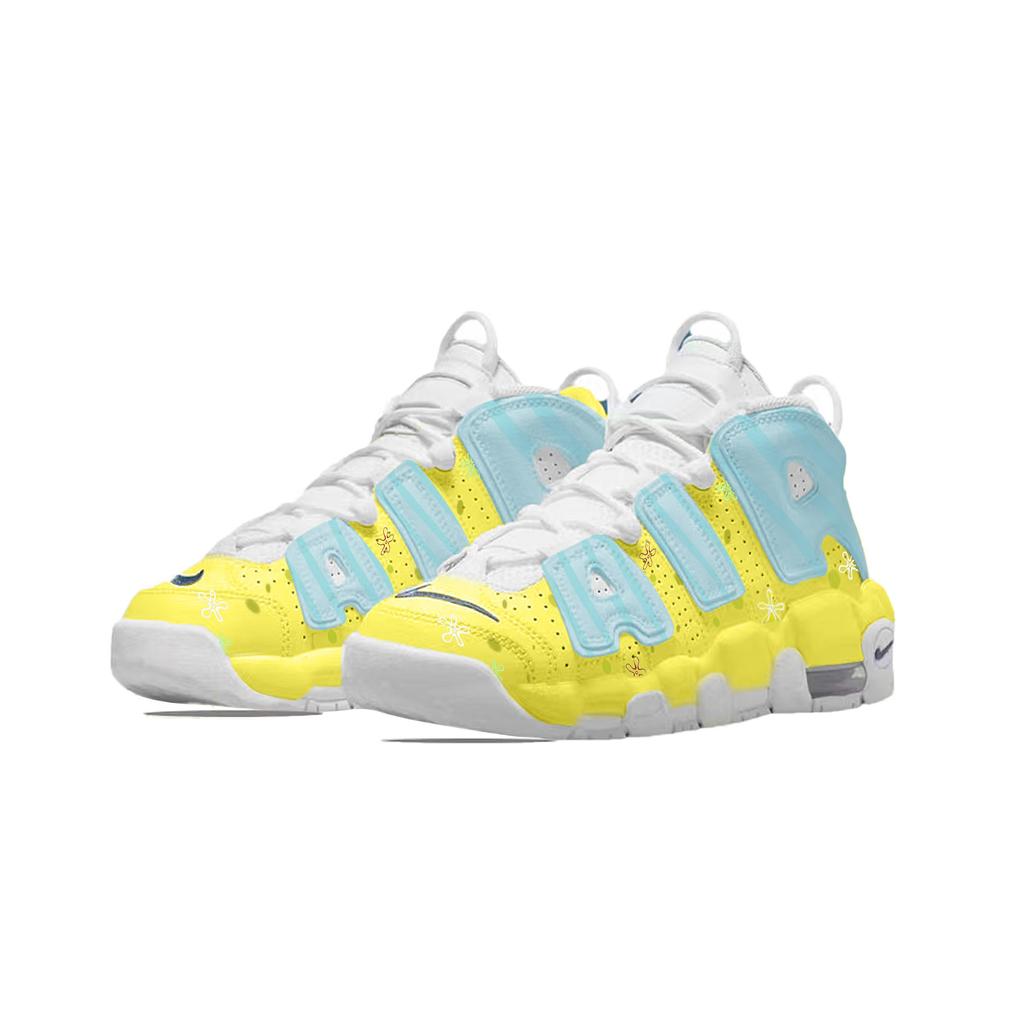 Nike Air More Uptempo Cute, Every Year Abrasion Resistant Mid top Vintage Basketball Shoes Women's Yellow Box DH9719-100(Team1677-)