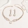 Elegant Rhinestone Cross Necklace Set: Luxury Bridal Jewelry Trio for European and American Wedding Dresses