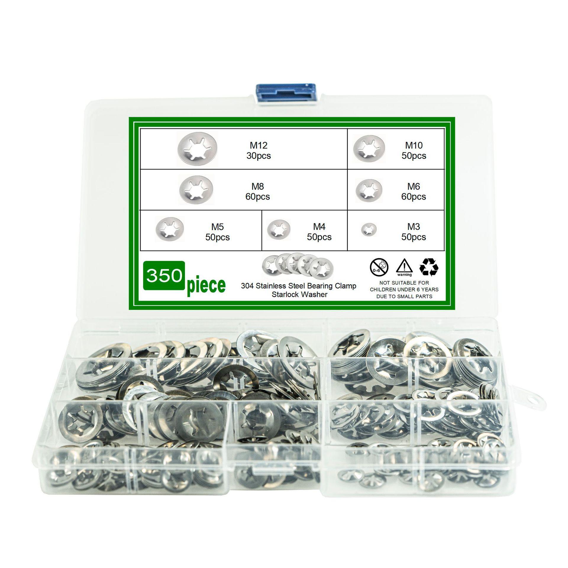 

350 шт. стопорное кольцо с отверстием в виде цветка сливы, стопорное кольцо для подшипника, набор стопорных колец, нержавеющая сталь 304, стопорное кольцо с внутренним зубом в виде цветка сливы M3M4-M12 350pcs