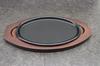 Asahi Steak Plate (with Wooden Base), Cast Iron, New Oval, Induction Compatible, Commercial Use