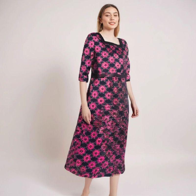 

Женское платье высокого класса прямого кроя из хлопка и вискозы Red 3XL