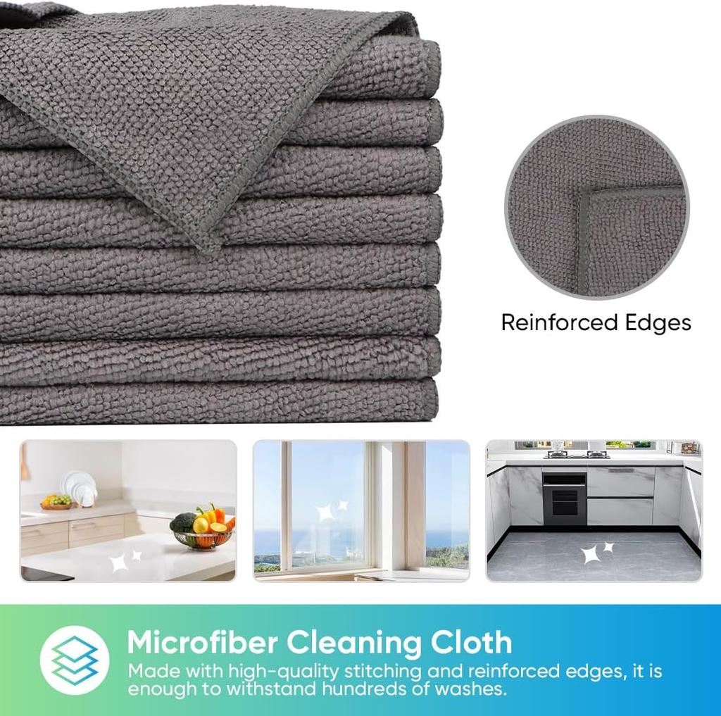 Microfiber Cleaning Cloth,8/12 Pack Cleaning Rag,Cleaning Towels with 4 Color Assorted,11.5"X11.5"(Green/Blue/Yellow/Pink)