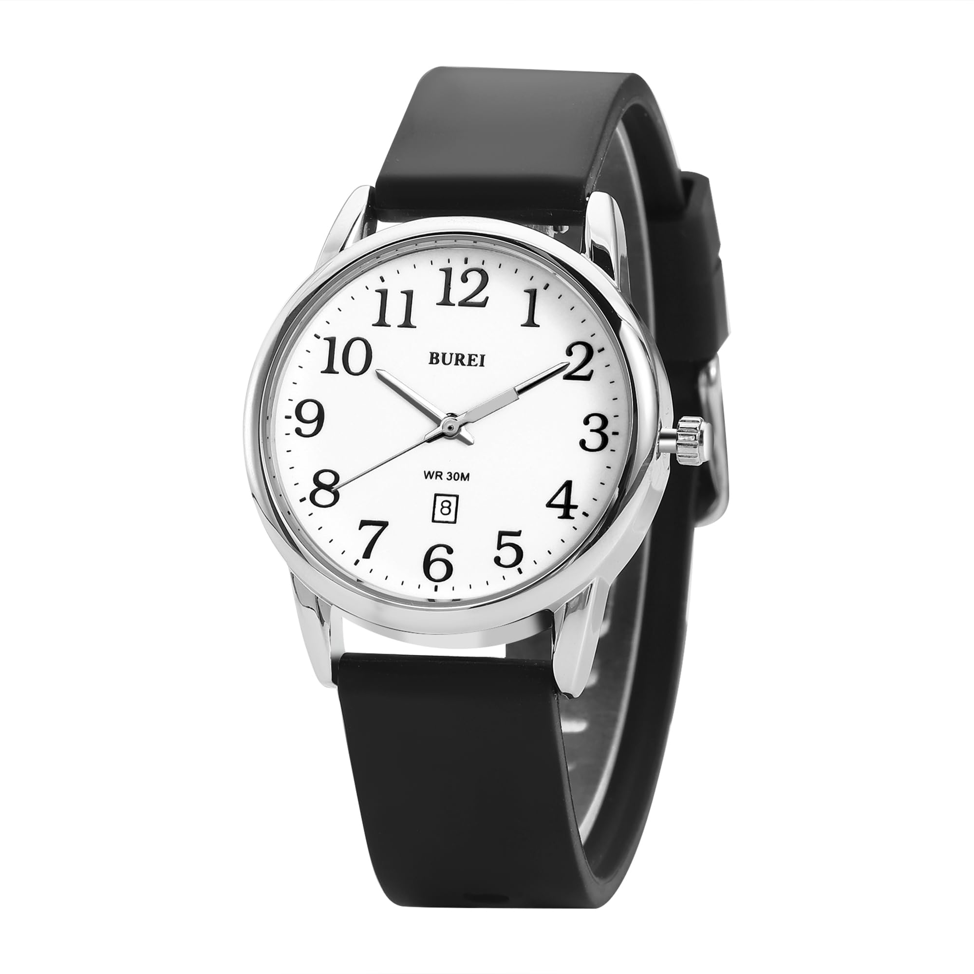 

BUREI Analog Quartz Watch Date Slim Luminous Silica Gel Celebration Gift Women s - Stylish, Waterproof, Display, Design, Hands, Easy-to-Read Dial, белый