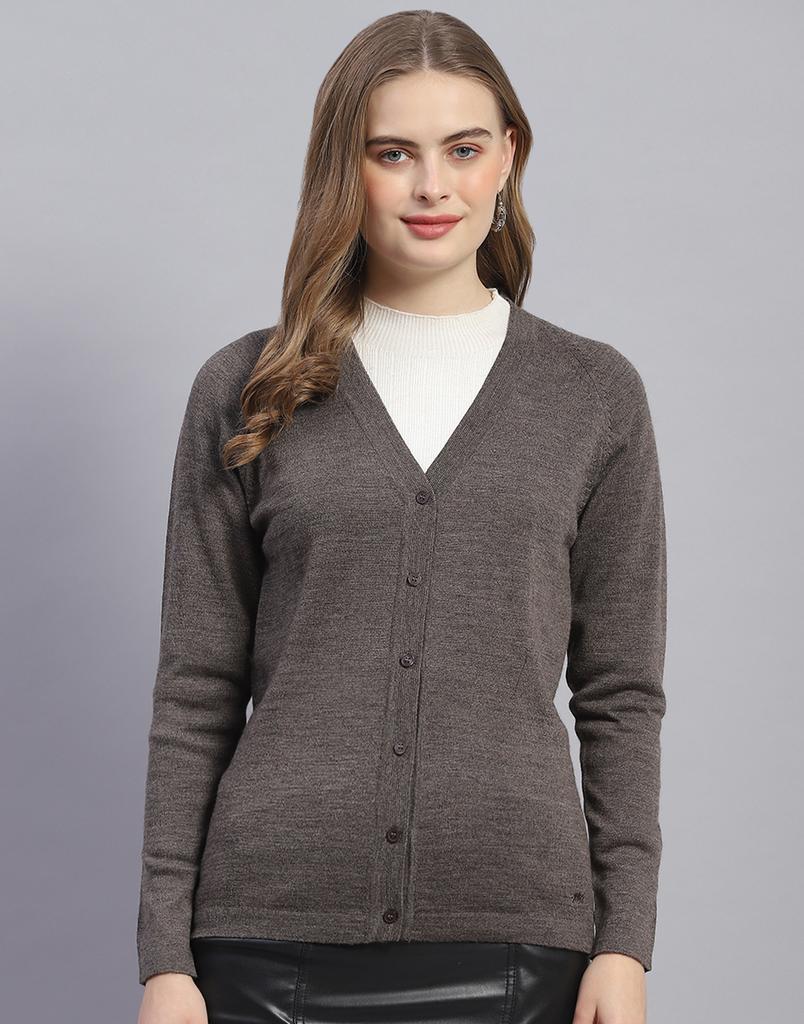 MONTE CARLO Mouse Grey Mix Solid V Neck Cardigan