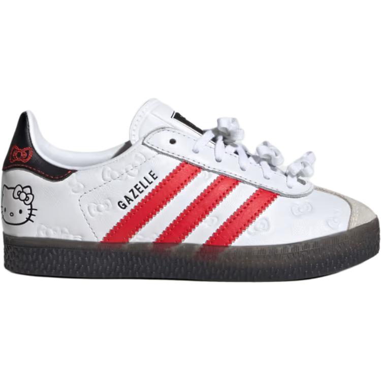 Pantofi noi Hello Kitty x Adidas Originals GAZELLE cu amortizare antiderapantă, cu vârf jos, pentru skateboarding pentru copii, alb roșu, copii IH9959