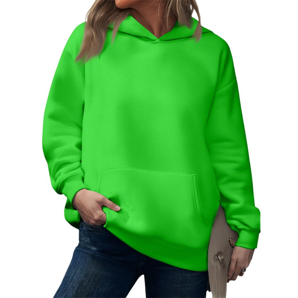 Fashionable Women's Hooded Sweatshirt Casual Pocket Top Loose Pullover