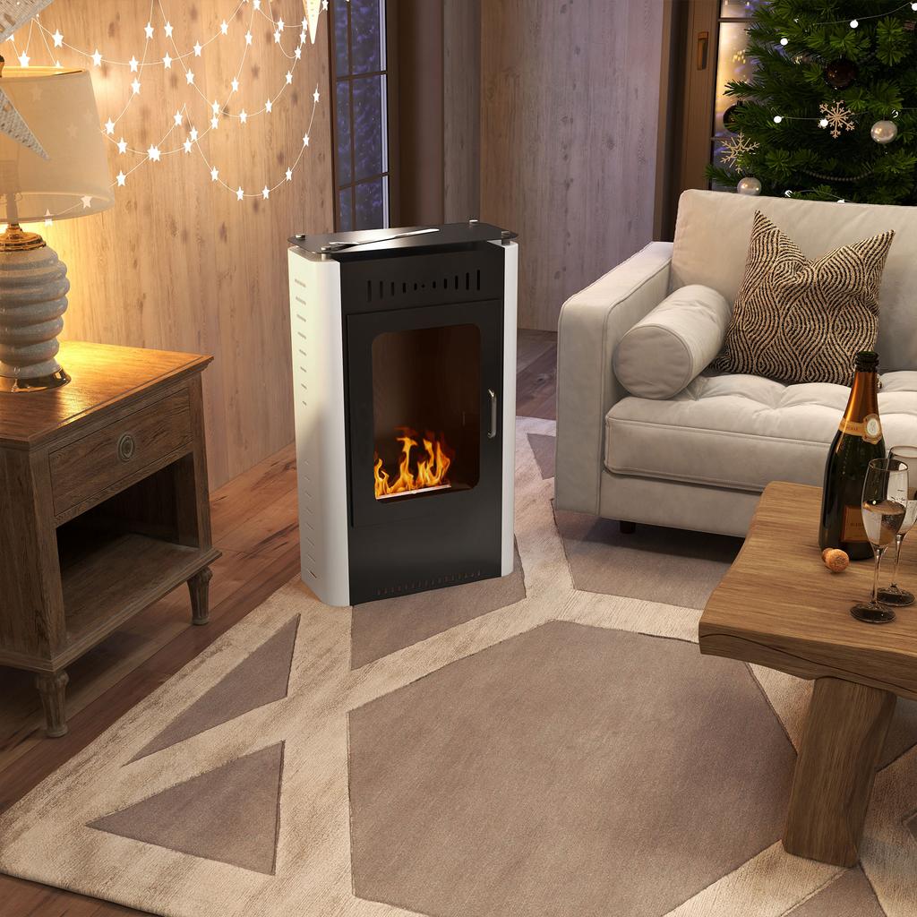 Ethanol fireplace with a 1.2L tank, burning duration of 3 hours, coverage of 20 to 25 m², 50 x 27 x 82 cm, black