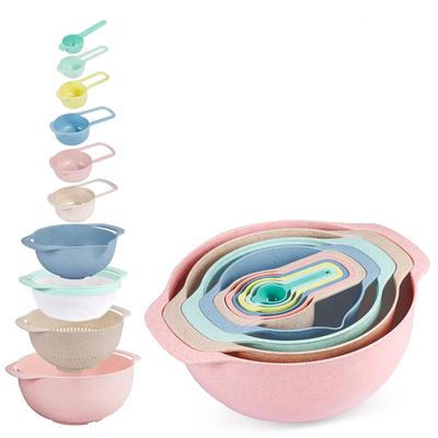 Ensemble de 10 bols à mélanger en plastique avec cuillère à mesurer, bols de service colorés pour la cuisine, idéaux pour la pâtisserie, la préparation