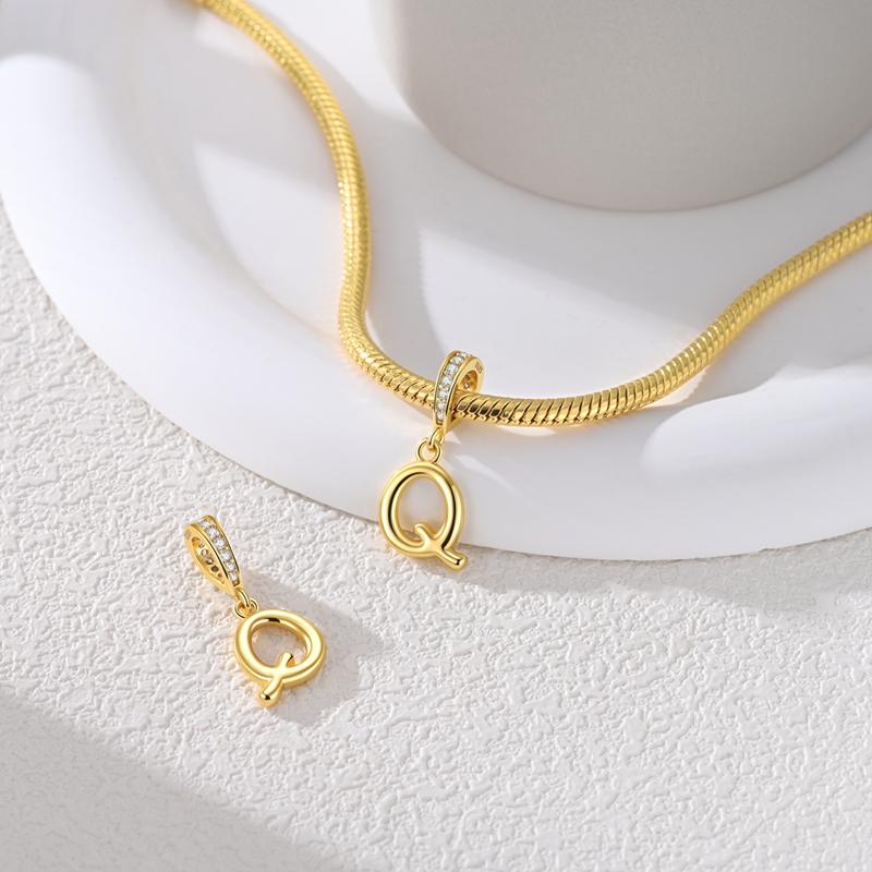 Copper Golden Letter Q Charms Fit Original Bracelet Making Gift For Woman Jewelry Diy Fashion Pendant