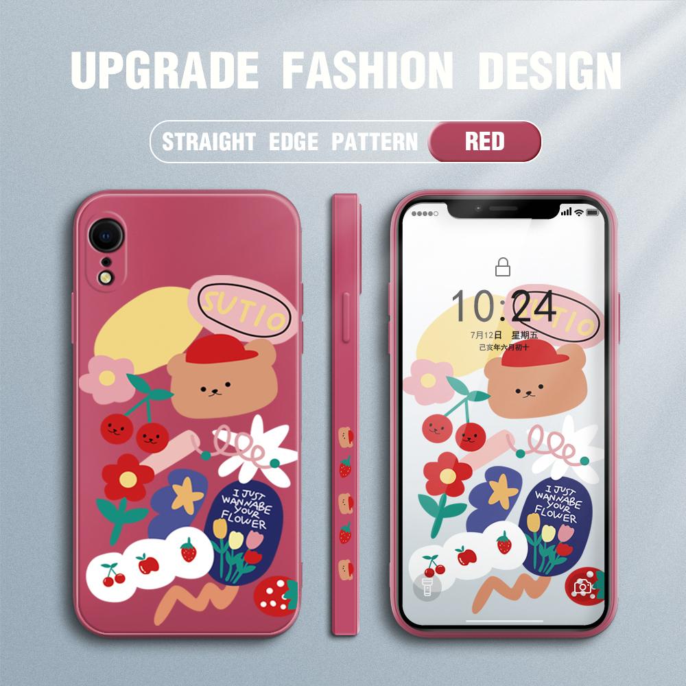 Cute Cartoon Bear Phone Case for Redmi Xiaomi POCO Note 10 Pro 9 9A 9T 10C 8 7 11 Lite 5G X3 M3 Square Edge Soft Full Camera Protect Soft TPU Cover