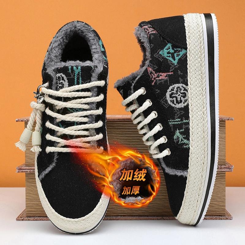 

Мужская обувь из флиса и шерсти, зима 2024, новые теплые хлопковые туфли, мужские соломенные вельветовые туфли для студентов и подростков 39