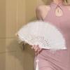 Handheld Faux Feather Plush Fan Spanish Style Folding Fan  Bachelorette Party