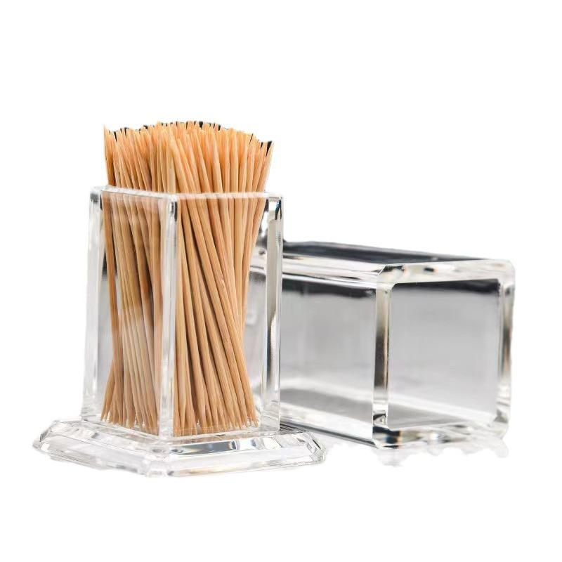 1pc Toothpick Storage Box High-end Transparent Toothpick Container Portable Rectangular Thickened Toothpick Case YQH002