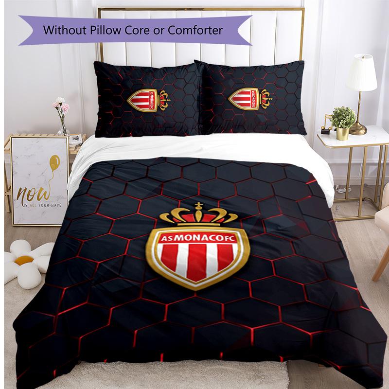 Monaco FC Printed 3PCS Bedding Set Breathable Duvet Cover with Pillowcases Decorative Bed Linen for Bedroom Home