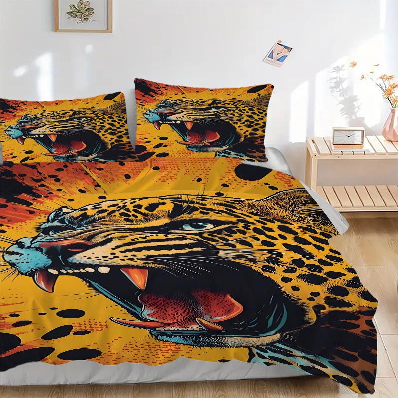 

3pcs Leopard Print Duvet Cover Set - Machine Washable, Includes 1 Cover and 2 Pillowcases, No Core Included yy251013021 135x200cm