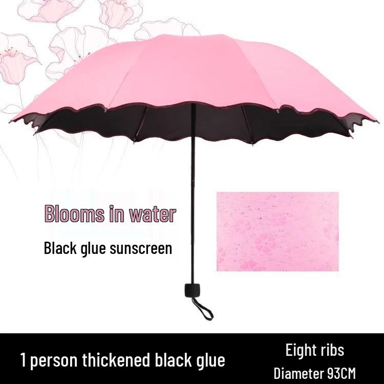 Women's Dual-Use Umbrella: Rain or Shine, Thickened, Three-Fold, with UV Protection and Customizable Logo Printing.