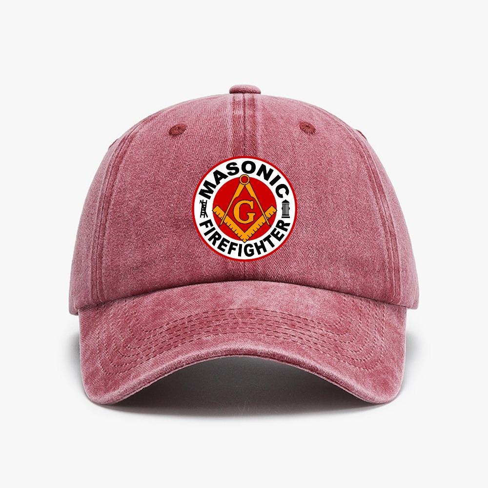 Baumwolle Gewaschen Masonische Freimaurer Baseballkappe Unisex Sommer Verstellbar Hüte Freimaurer Zirkel Used Look Gewaschene Kappe