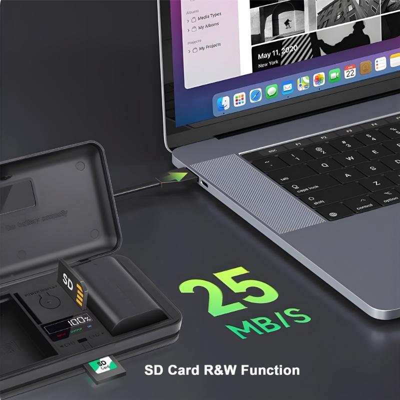 Multi functional Camera Battery Charger with LCD Display and USB Charging for Outdoor Photography and Travel