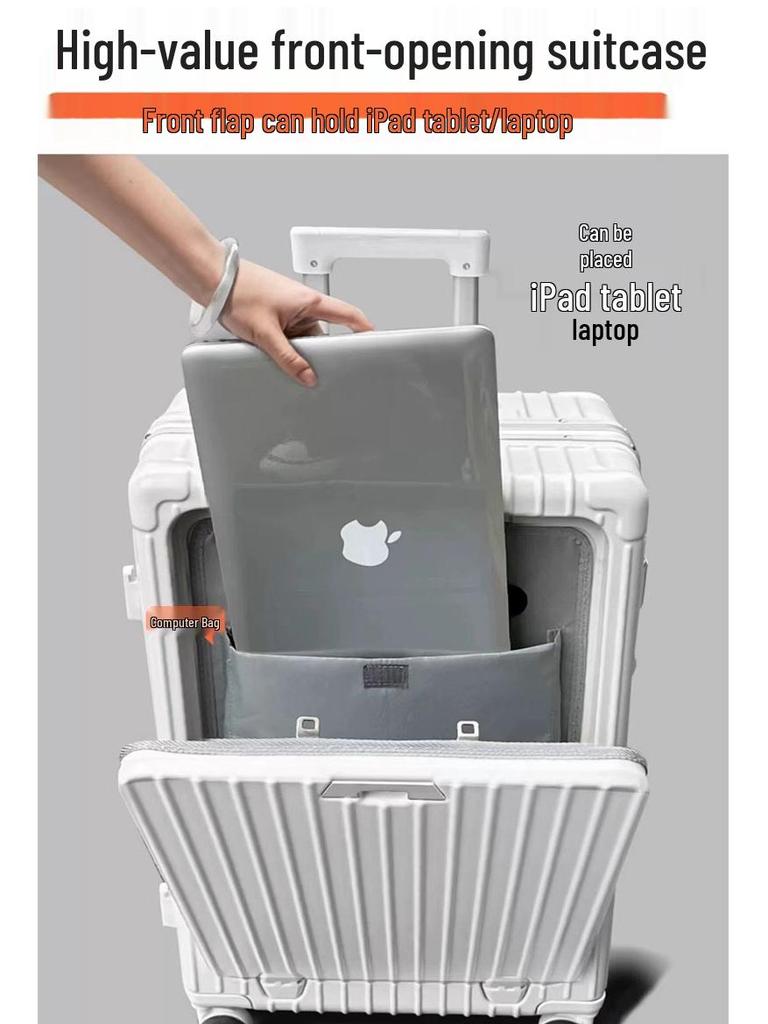 20-Inch Aluminum Frame Business Trolley Case with Universal Wheels and Combination Lock