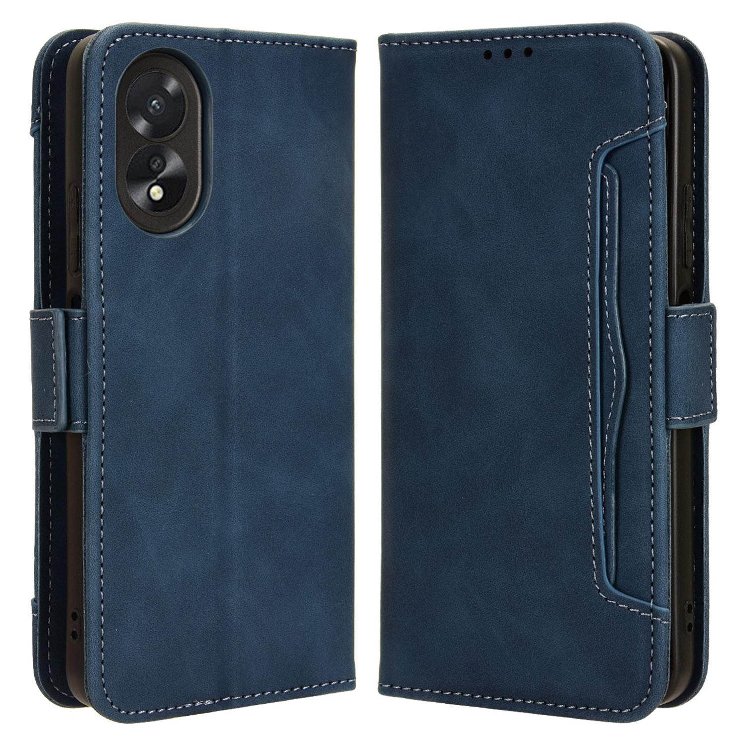 

For Oppo A38 4G/A18 4G Case Stand Shell PU Leather Wallet Phone Cover Blue