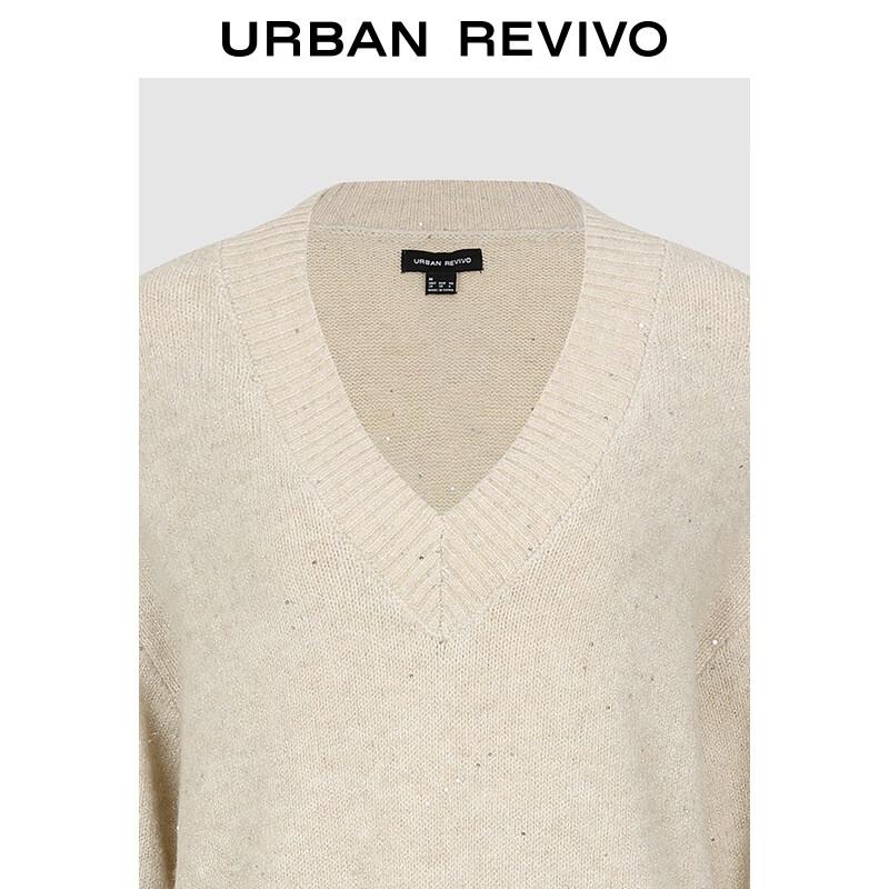 UR 2025 Women's Elegant V-Neck Sequin Knit Top