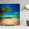 Sunset Dusk Beach Palm Tree Seaside Scenery Fabric Shower Curtain Waterproof Bath Curtains For Bathroom Decorate With 12 Hooks