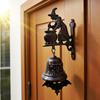Witch Doorbell Hanging Ornament Iron Craft Broom Riding Witch Resin Vintage Home Decor for Halloween Christmas Party Favors
