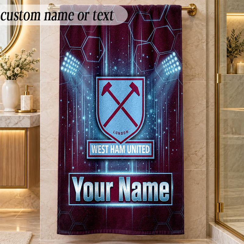 Beach TowelWest Ham United FC Custom Name Text Personalized Soft Towel for Beach Pool Indoor Home Decor Gift